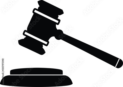  judge hammer silhouette vector illustration. justice gavel silhouette vector