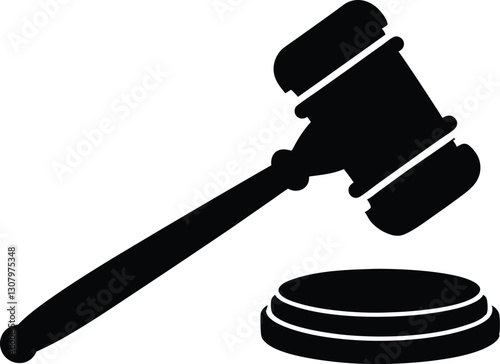  judge hammer silhouette vector illustration. justice gavel silhouette vector