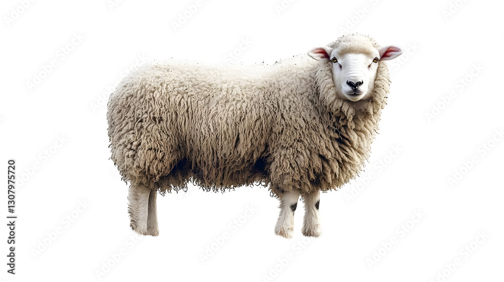 Sheep Stands Isolated on White Background Sheep Stands Isolated on White Background