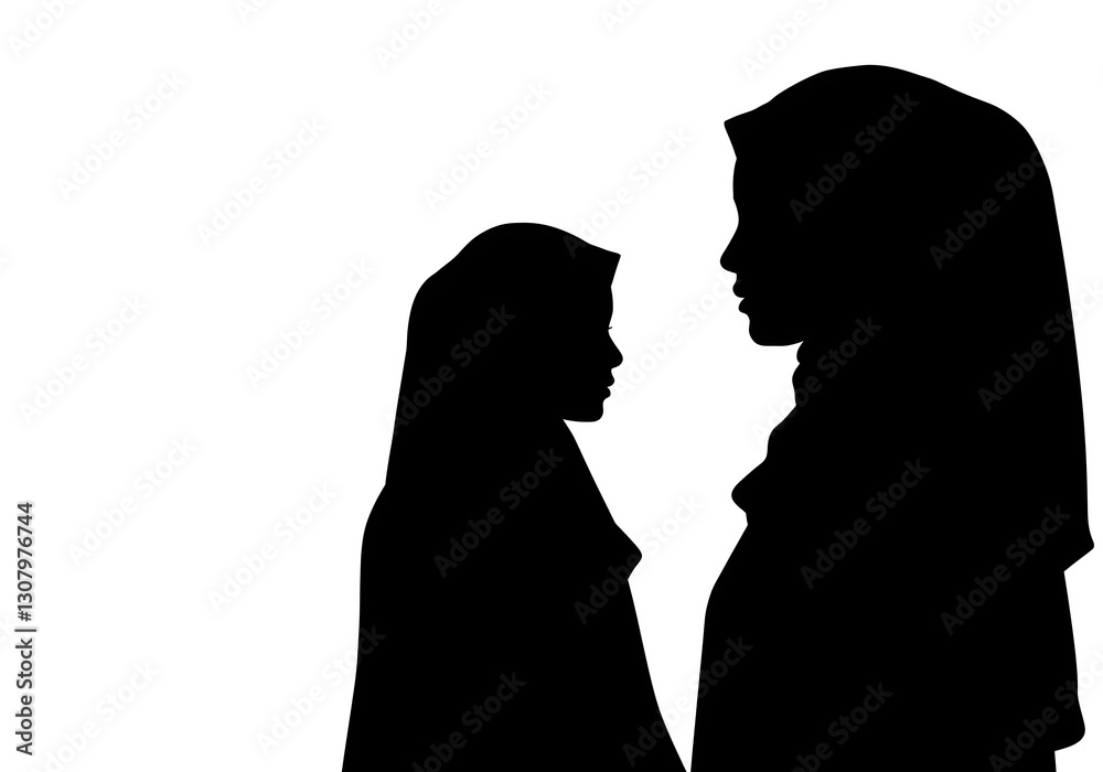 Silhouette of Muslim woman in hijab on white background. Silhouette of Muslim woman in hijab on white background.