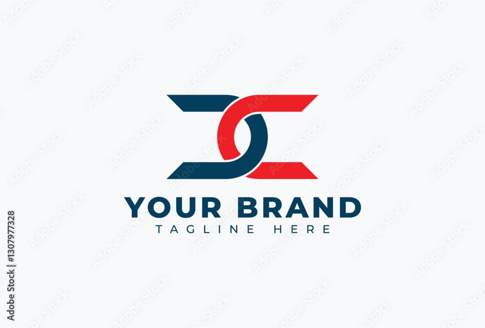 Linked Ribbon Initial Letter D C Logo Design Concept Linked Ribbon Initial Letter D C Logo Design Concept