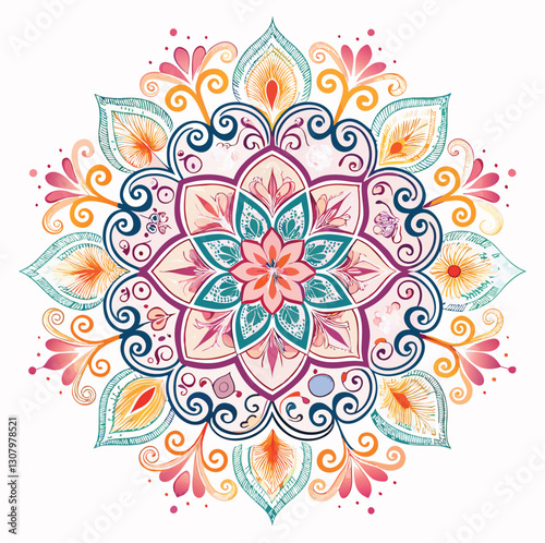 Beautiful colourful mandala round ornament art