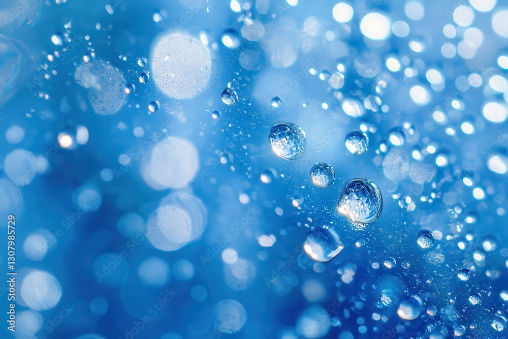 Beautiful Blue Water Droplets with Bokeh Effect and Abstract Background Beautiful Blue Water Droplets with Bokeh Effect and Abstract Background