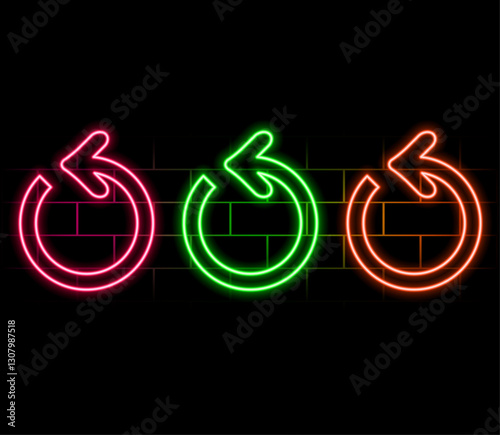 Abstract neon arrow icon animation background. Right arrow globe neon icon. Up right neon arrow. neon arrow sign..pink