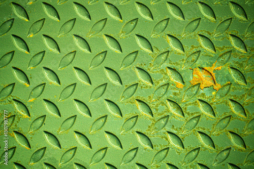 Green steel surface and rust.