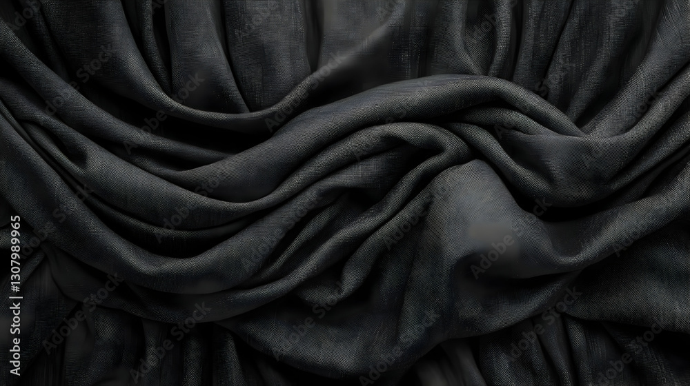 Obraz premium Dramatic Black Fabric Drape Illustration: A Textured Background Image