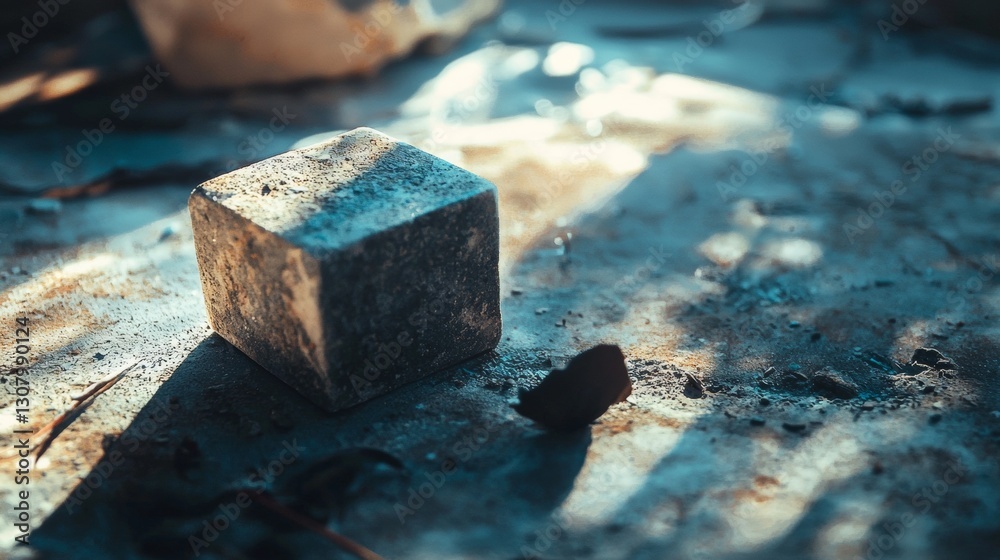 Rustic cube of chocolate on dark textured surface Rustic cube of chocolate on dark textured surface