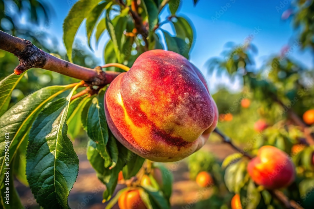 Aerial View of a Single Imperfect Peach from a Drone Aerial View of a Single Imperfect Peach from a Drone