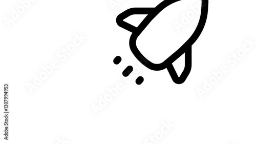 rocket  Animation. rocket  Animation with transparent background 4K. Rocket in flight. Flying rocket icon.