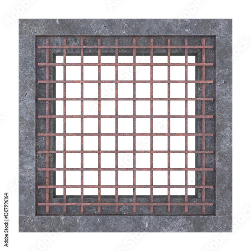 Fototapeta Naklejka Na Ścianę i Meble -  Concrete Floor Grate, 3d illustration isolated on white background
