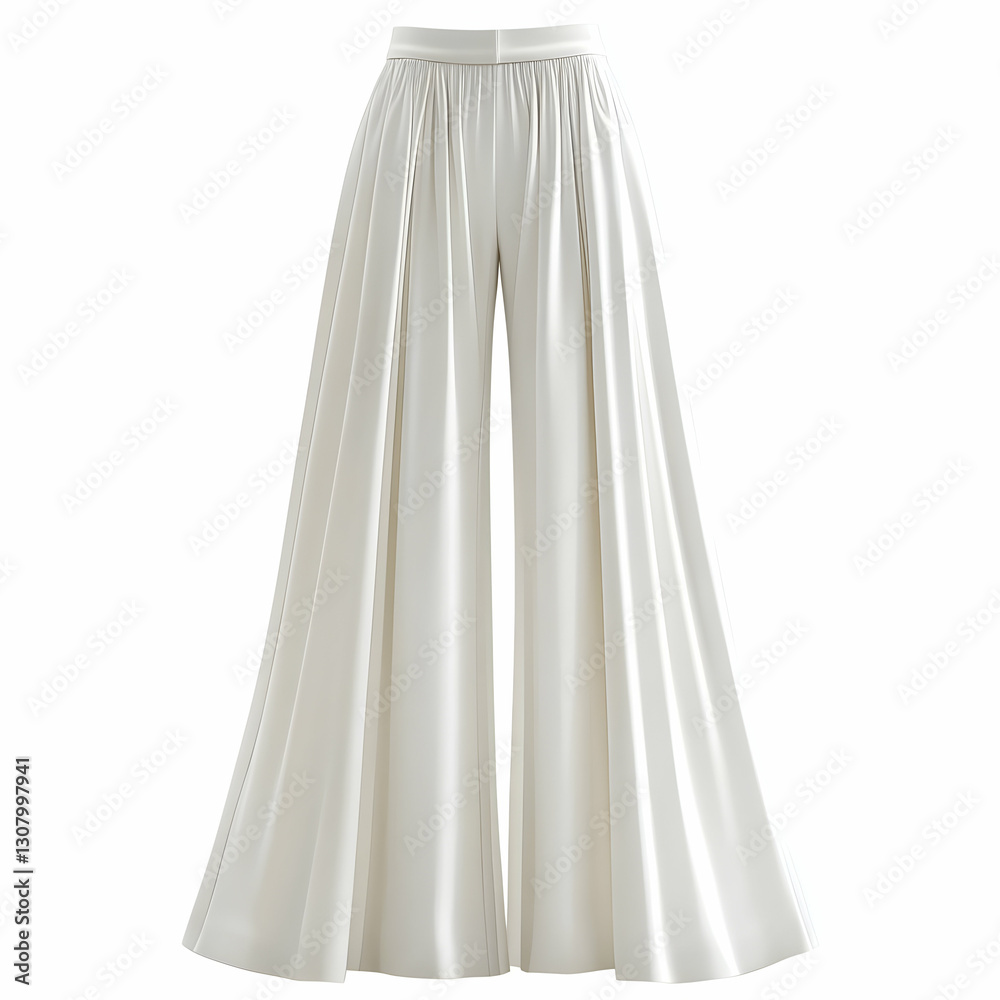 Elegant 3D Render of Wide-Leg Cream Trousers, Flowing Fabric Drape, Fashion Design Illustration Elegant 3D Render of Wide-Leg Cream Trousers, Flowing Fabric Drape, Fashion Design Illustration