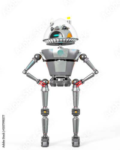 vintage golden age robot in white background