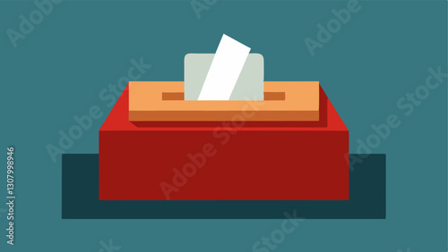 Tissue Box A detailed illustration of a tissue box p on the witness stand symbolizing the emotional weight of the testimony and the need for comfort.