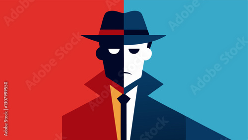 Two Perspectives A split illustration showing the detective on one side looking analytical and the suspect on the other appearing distressed to highlight the dynamic between them.