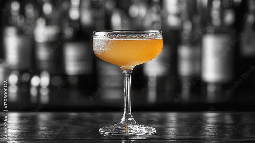 Beautiful presentation of a Between the Sheets cocktail in a chilled coupe glass with a pale amber hue Beautiful presentation of a Between the Sheets cocktail in a chilled coupe glass with a pale amber hue