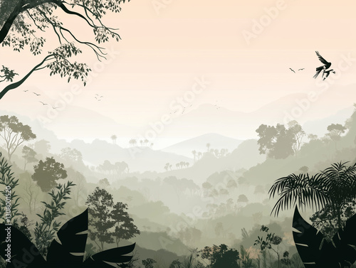 Forêt humide en fond, illustration