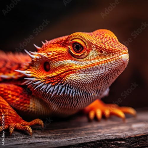 Orange Bearded Dragon Posing on Wood photo