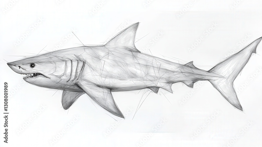 Naklejka premium shark fish in its aquatic habitat, showcasing its impressive size and detailed anatomy