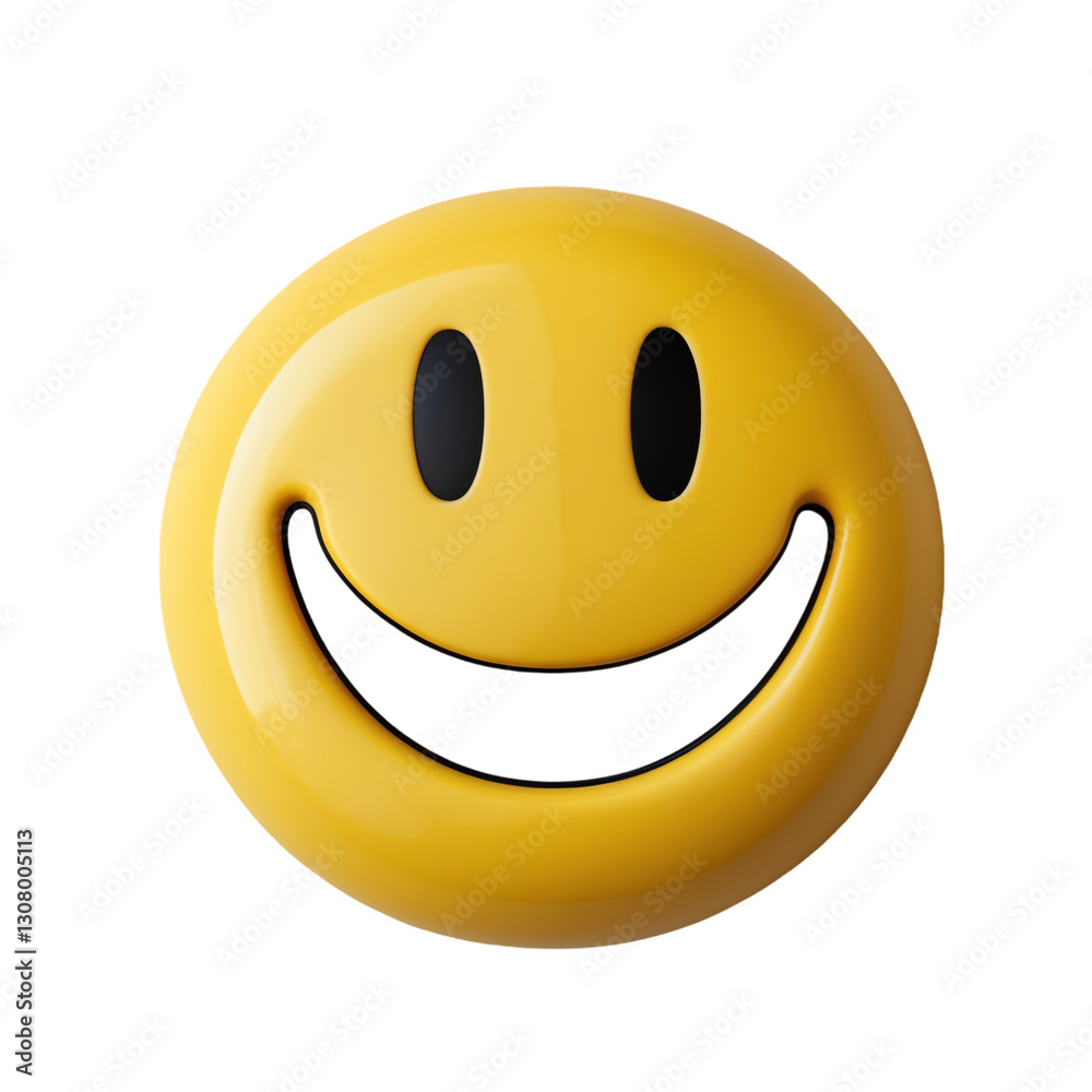 Fototapeta premium High-Quality Digital Smiley Face with a Glossy Finish Isolated on Transparent Background.