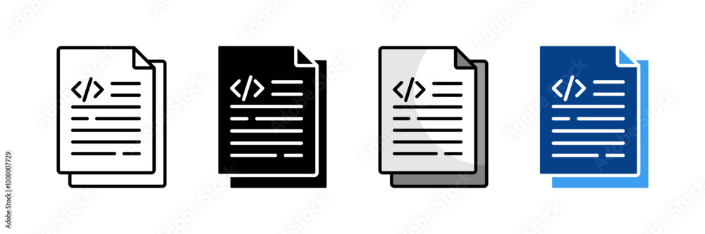 Code File Icon Set Multiple Style Collection Code File Icon Set Multiple Style Collection
