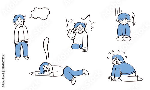 ネガティブな人のイラストセット