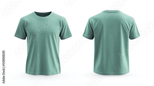 Wallpaper Mural close up Blank green t-shirt front, back view isolated on white background. Mockup design template for apparel. Suitable for printing branding. Versatile style, , full HD, 32k Resolution Torontodigital.ca