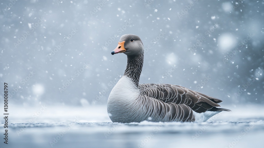 Majestic Greylag Goose Snowstorm Majestic Greylag Goose Snowstorm