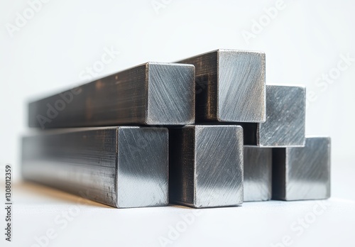 Stacked Rectangular Metal Bars with Smooth Surface for Industrial and Craft Use in Workshop or Manufacturing Setting