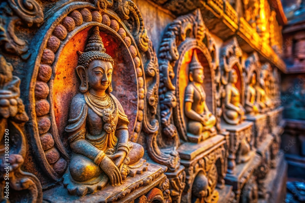 Ancient Weathered Stone Surface with Intricate Religious Carvings - Spiritual Background Texture Ancient Weathered Stone Surface with Intricate Religious Carvings - Spiritual Background Texture
