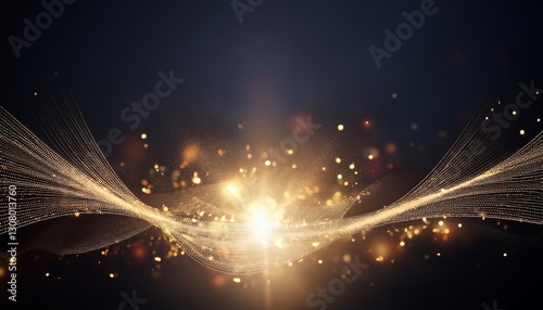 heavenly light with glitter glow thread shining on dark background