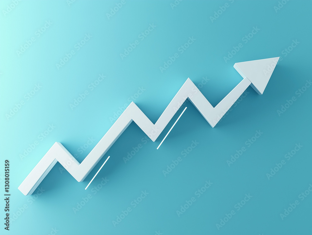 Minimal Upward Arrow Growth Line Chart Isolated on a Solid Color Background Minimal Upward Arrow Growth Line Chart Isolated on a Solid Color Background