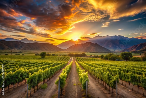 Wallpaper Mural Argentinian Northwest Wine Region Landscape - Vineyard Sunset, High Altitude Grapes, Salta Province, Andes Mountains Torontodigital.ca