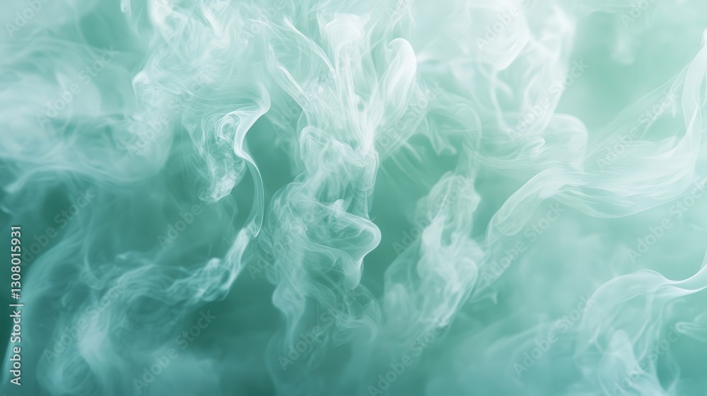 Obraz premium green smoke curling into delicate flame forms, producing a mesmerizing and enchanting visual display