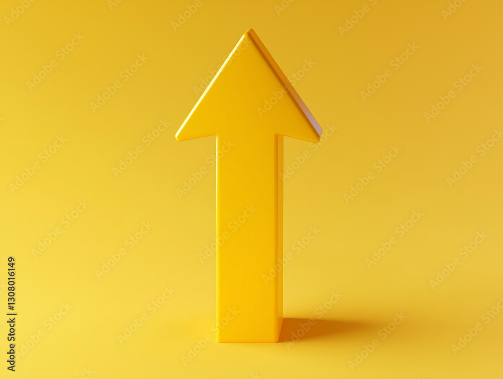 Simple 3D Upward Arrow Pointing Up Isolated on a Solid Background Simple 3D Upward Arrow Pointing Up Isolated on a Solid Background