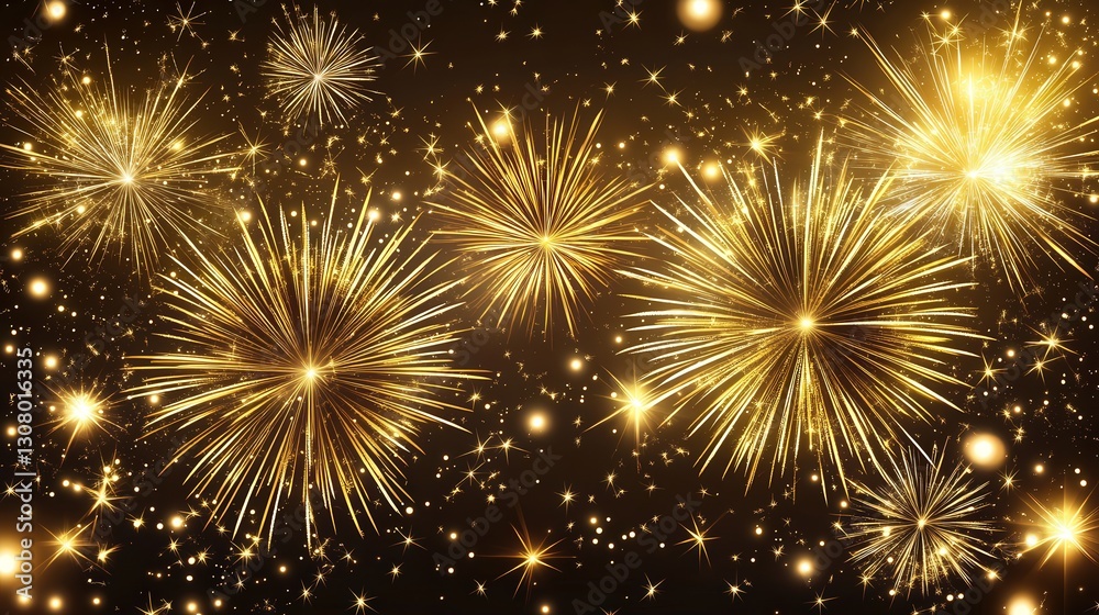 Naklejka premium brilliant display of gold fireworks in an outdoor night setting