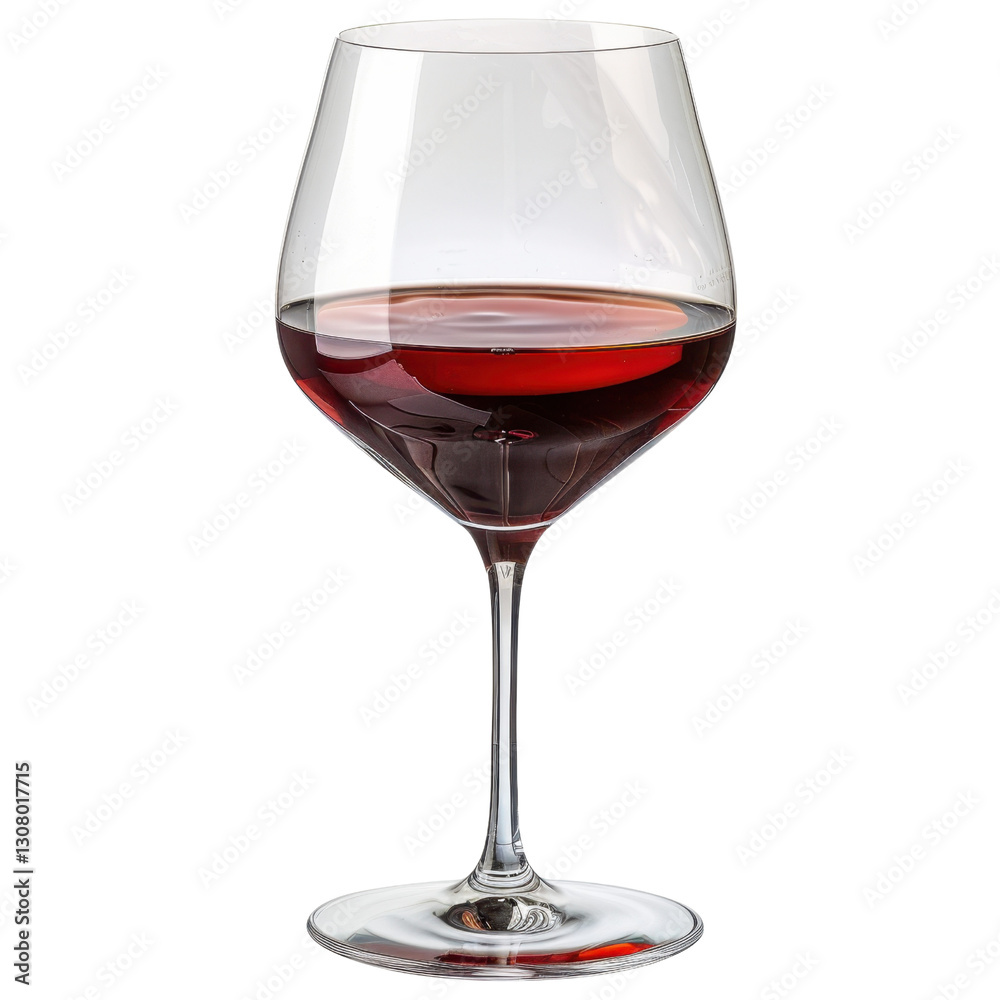 Elegant wine glass filled with red wine, showcasing its rich color and clarity. Perfect for wine tasting or dining experiences Elegant wine glass filled with red wine, showcasing its rich color and clarity. Perfect for wine tasting or dining experiences