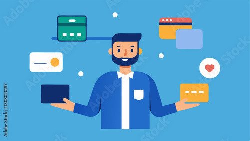 Payment Solutions Advisory The consultant presenting various online payment options to a client with icons representing different payment ods such as credit cards digital wallets