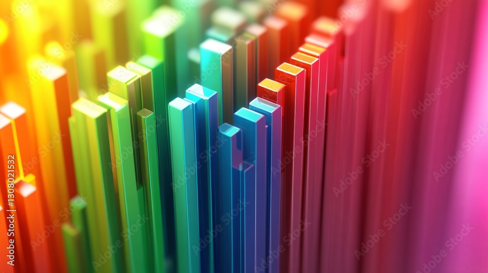 Obraz premium 3D Colorful Rainbow Flag Chart for Data Analysis