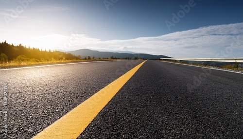 asphalt road with yellow line