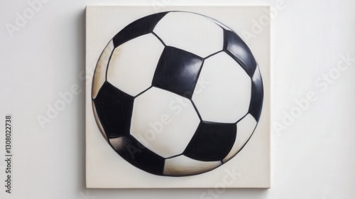 classic black and white soccer ball, emphasizing its traditional design and detailed panel arrangement