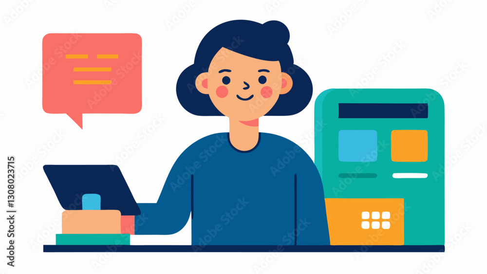 Payment Processing A spet using a payment processing device interpreting the transactions on a screen with a satisfied expression. Payment Processing A spet using a payment processing device interpreting the transactions on a screen with a satisfied expression.