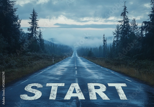 The road to success begins with a single step and the word START