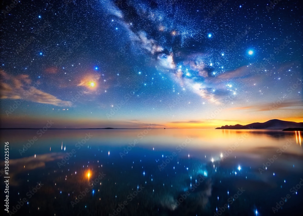 Fototapeta premium Big Dipper Constellation Reflecting on Calm Ocean at Night - Dramatic Astrophotography