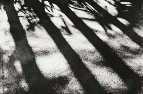 Vintage Black-and-White Tree with Grain and Shadows