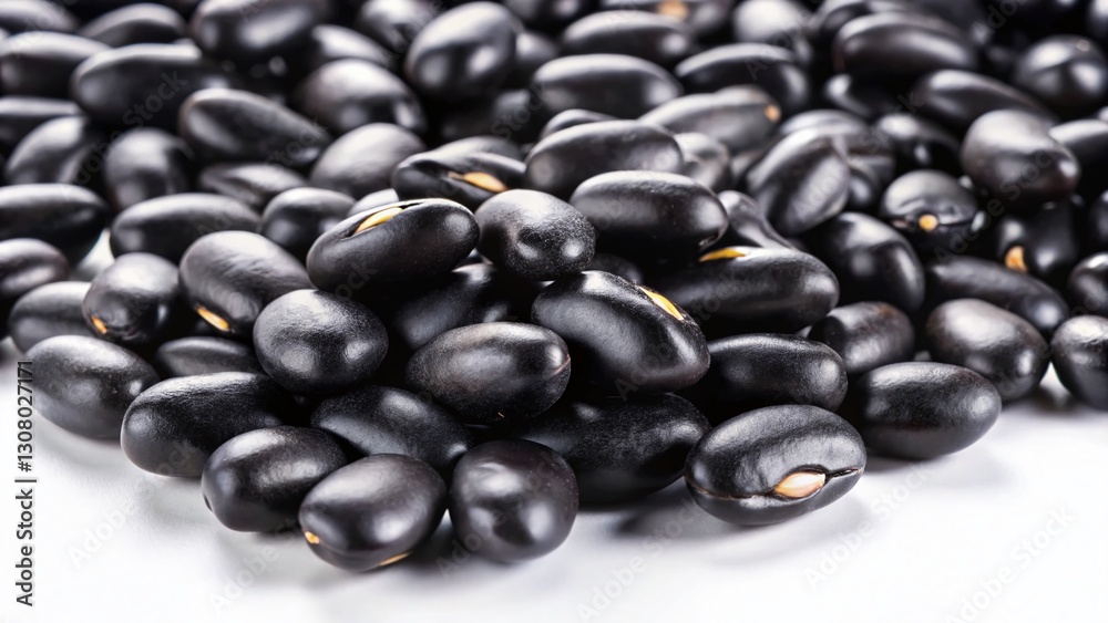 Black Beans Scattered on White Background - High-Resolution Stock Photo Black Beans Scattered on White Background - High-Resolution Stock Photo