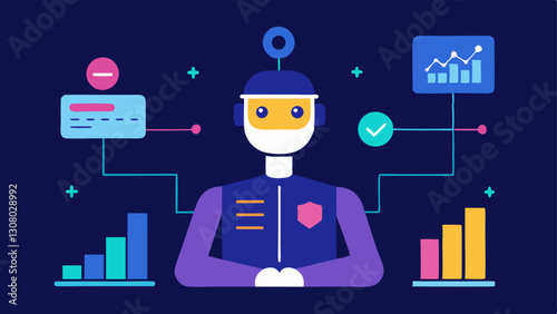 Scenario Simulation A visual representation of a financial advisor using a 3D model to simulate different economic scenarios with AI algorithms suggesting optimal strategies based