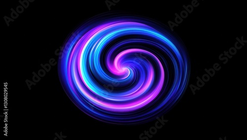 Vibrant Abstract Swirl Design in Blue and Purple Colors with Smooth Light Trails for Dynamic Visual Elements and Modern Art Projects
