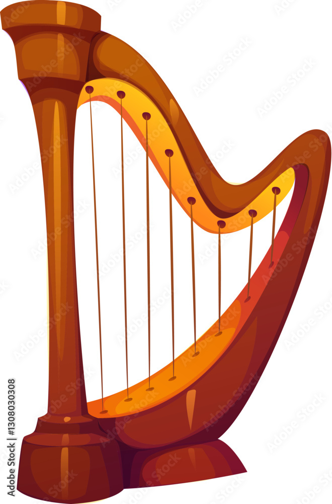 Ταπετσαρία St Patrick day and Irish holiday symbol of harp musical instrument, cartoon vector