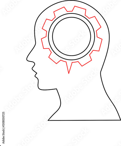 Human setting icon outline drawing vector,human setting icon vector on white background,human head setting icon design for web,application, template and banner