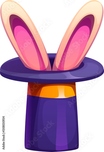 Cartoon circus font letter Y takes the form of a magician top hat with bunny ears emerging from it. Vector retro carnival typeface, entertainment type, kids English alphabet, abc typography character